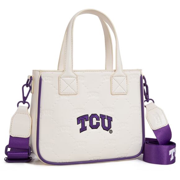 TCU Horned Frogs Light Beige Small Crossbody Bag w/ Coin Purse NWT NCAA Official - Picture 2 of 6